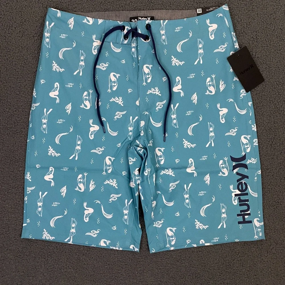 Hurley Deep Sea AOP Swim Board Short Mens 30 Blue Seadoo 9.5
